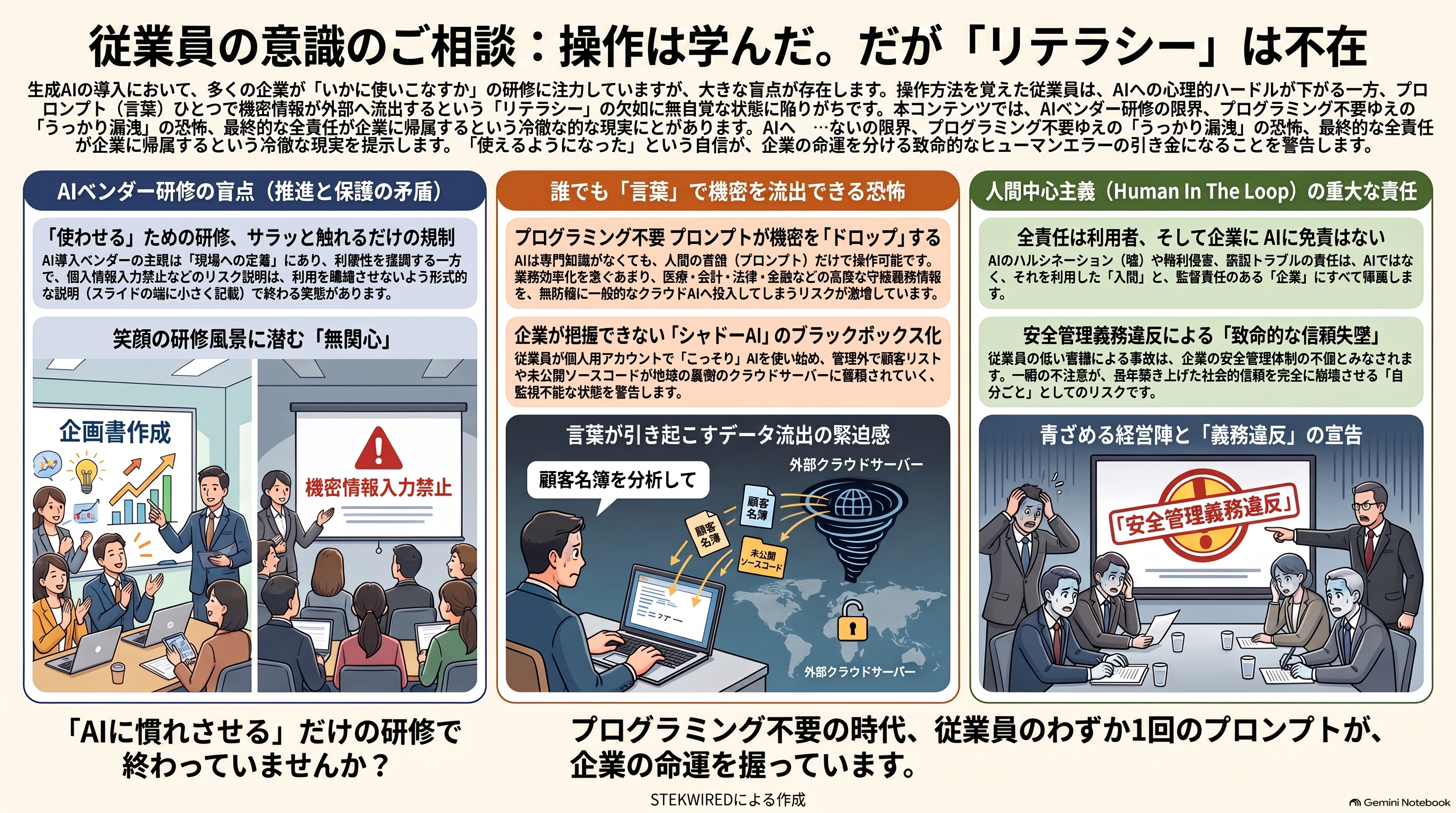 従業員の意識のご相談：操作は学んだ。だが「リテラシー」は不在