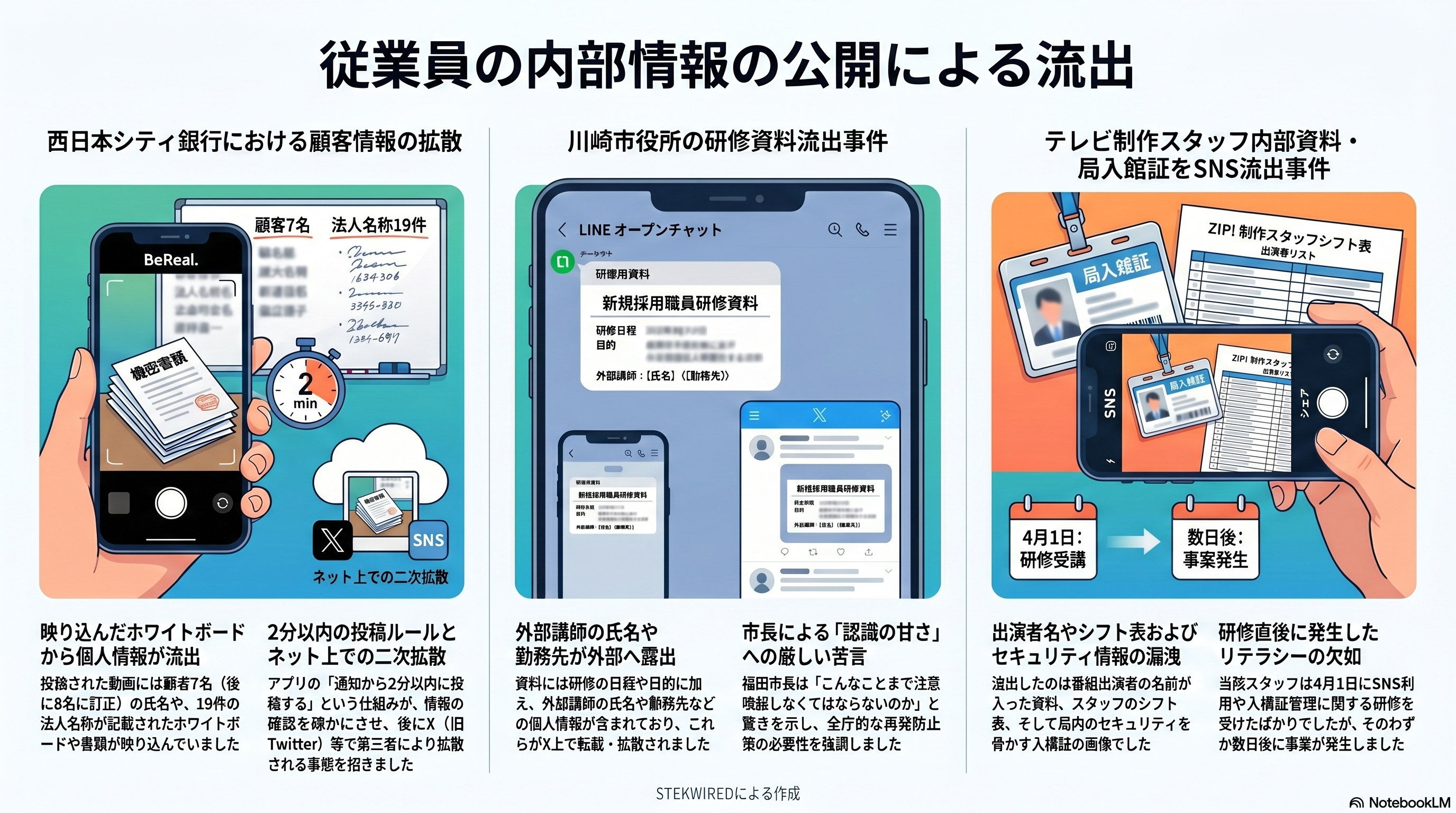 従業員の内部情報の公開による流出