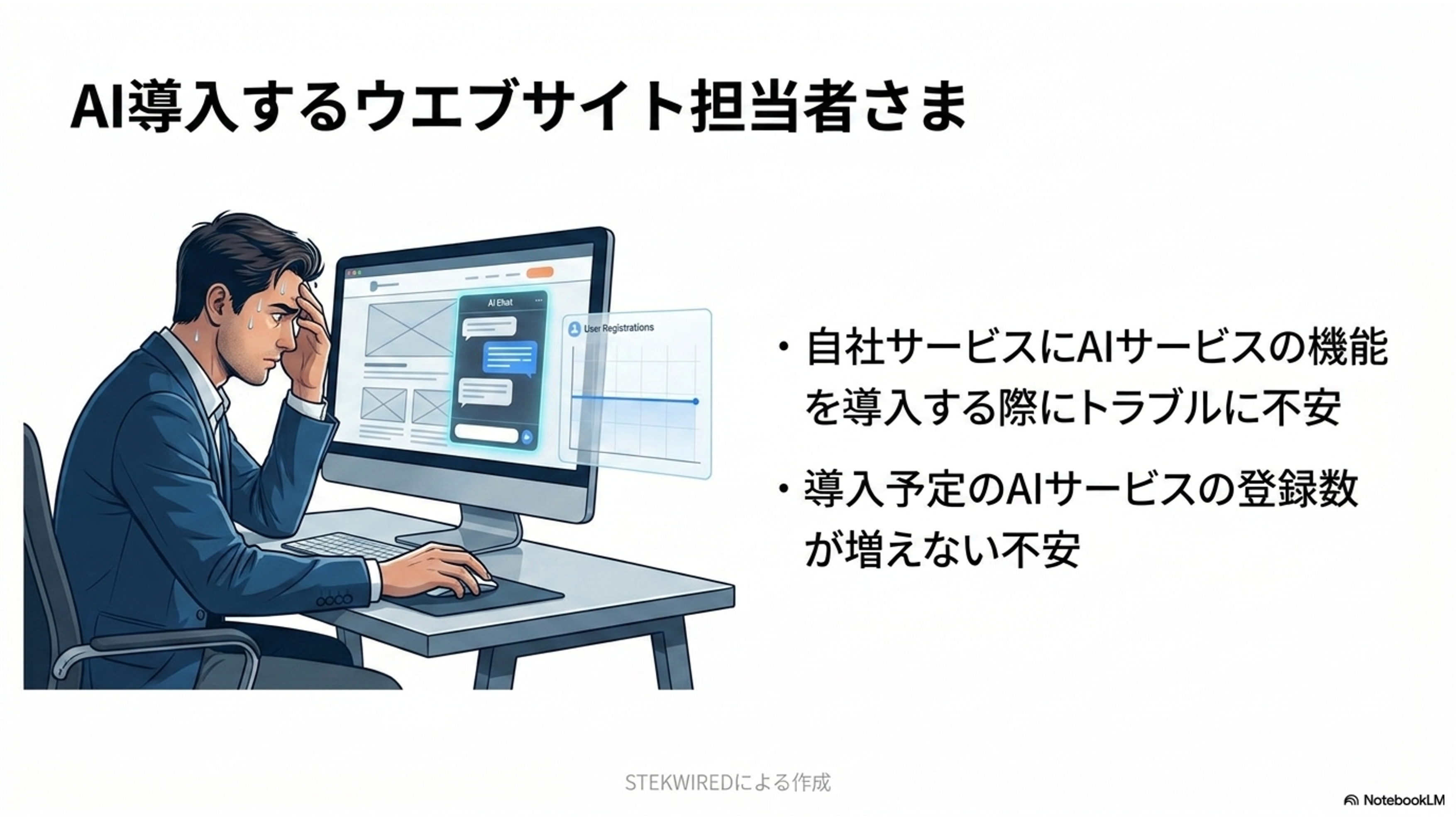 Slide detailing target audience for the service, focusing on website managers implementing AI